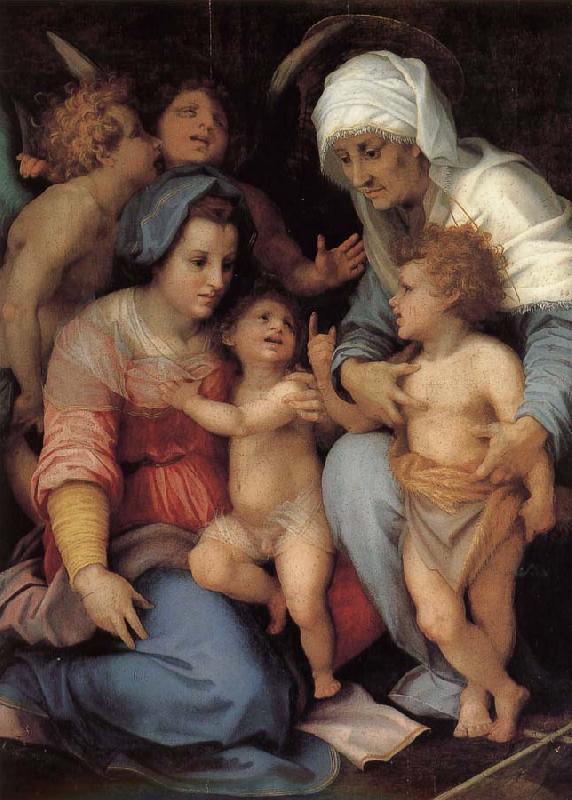 Andrea del Sarto The Virgin and Child with Saint Elizabeth. St. John childhood. Two angels Sweden oil painting art